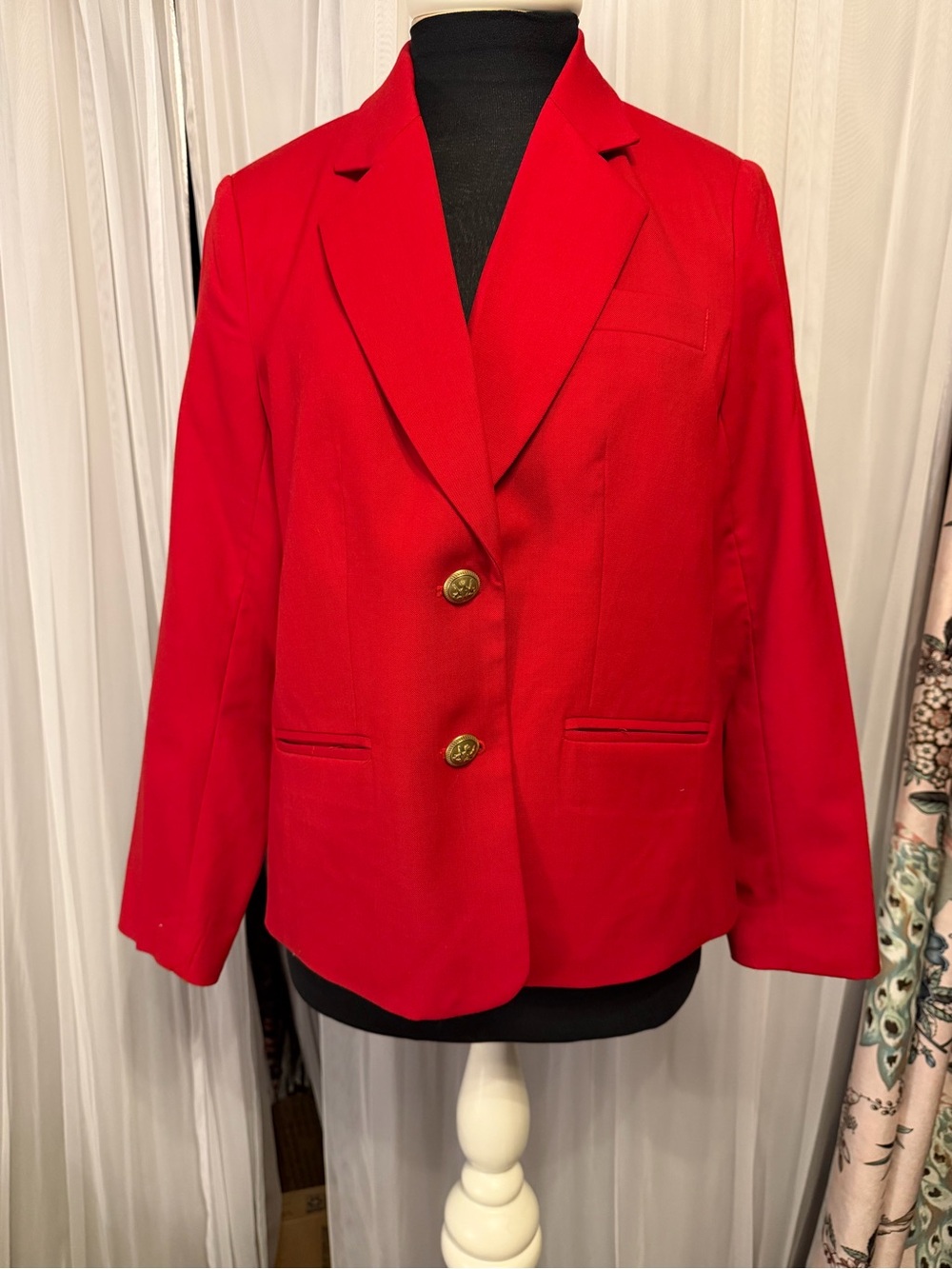 Appleseed’s Petites Red Military Blazer | Gold Crest Buttons